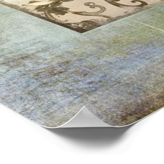 Waldvögel - Blauer Vogel mit Kronenflora Poster (Ecke)