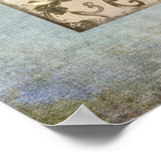 Waldvögel - Blauer Vogel mit Kronenflora Poster (Ecke)