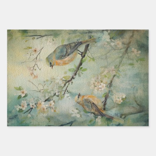 Waldvögel der Fegefäre Land Frühlingswald Nr. 2 Geschenkpapier Set (Vorderseite)