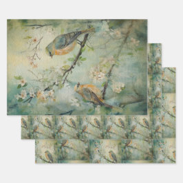 Waldvögel der Fegefäre Land Frühlingswald Nr. 2 Geschenkpapier Set