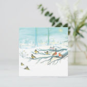 Waldvögel im Winter Feiertagskarte (Stehend Vorderseite)