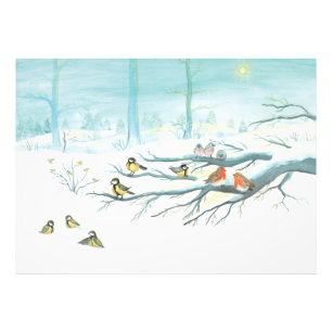 Waldvögel im Winter Fotodruck