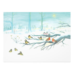 Waldvögel im Winter Fotodruck