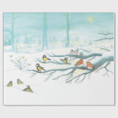 Waldvögel im Winter Geschenkpapier (Flach)