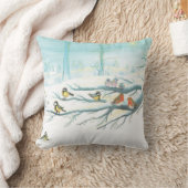 Waldvögel im Winter Kissen (Decke)