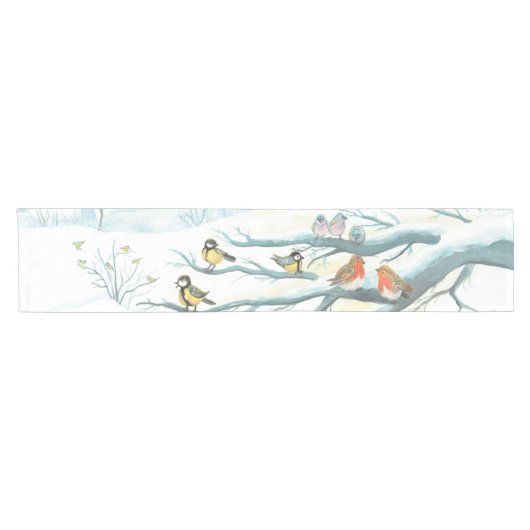 Waldvögel im Winter Kurzer Tischläufer (Horizontal)