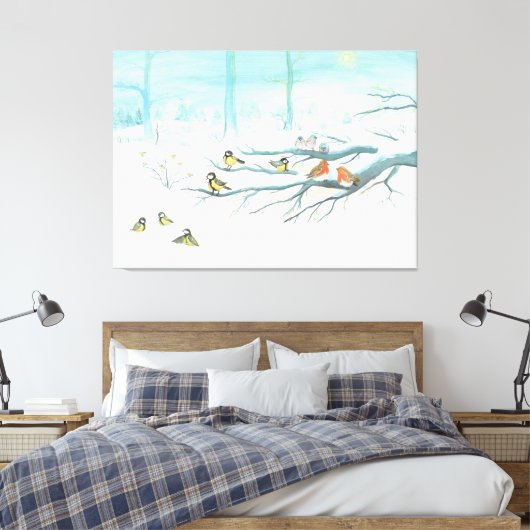 Waldvögel im Winter Leinwanddruck (Insitu (Schlafzimmer))