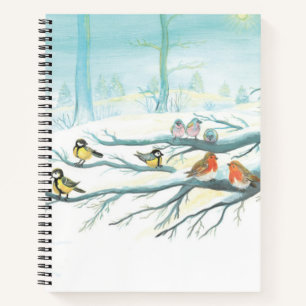 Waldvögel im Winter Notizblock
