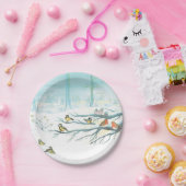 Waldvögel im Winter Pappteller (Party)