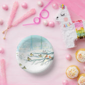 Waldvögel im Winter Pappteller (Party)