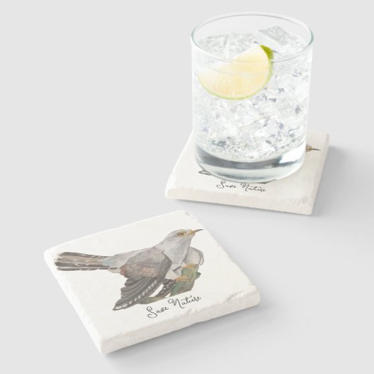 Waldvögel in Aquarellen Steinuntersetzer (Seitenansicht)