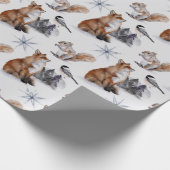 Waldvögel Roter Fuchs Eichhörnchenvogel Schneefloc Geschenkpapier (Ecke)