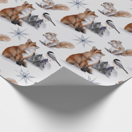 Waldvögel Roter Fuchs Eichhörnchenvogel Schneefloc Geschenkpapier (Ecke)