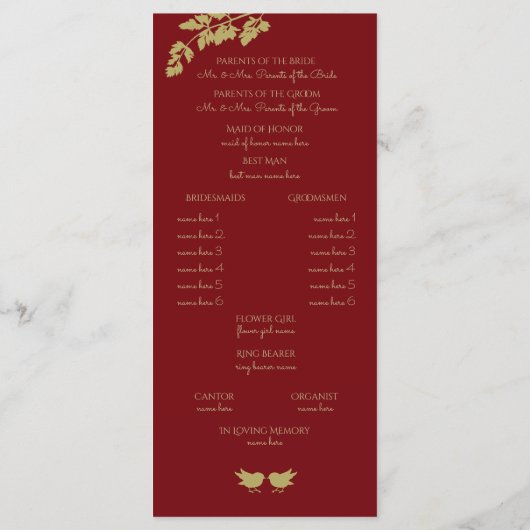 Waldvögel und Gold Foliage Red Programm (Rückseite)