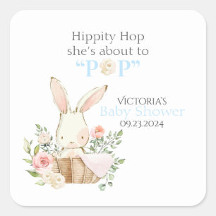 Waldwald Bunny Rabbit Floral Blue Quadratischer Aufkleber