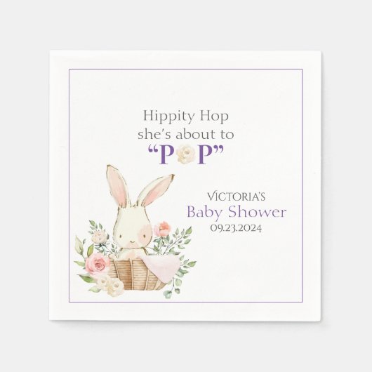 Waldwald Bunny Rabbit Lila Floral Napkins Serviette (Vorderseite)