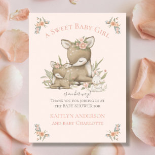 Waldwald Deer Mama Baby Girl Dusche Willkommen Poster