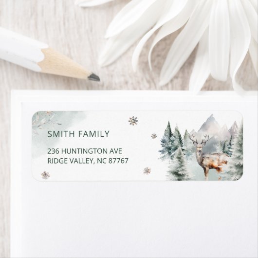 Waldwald Deer Winter Baby Rücksendeadresse (Insitu)