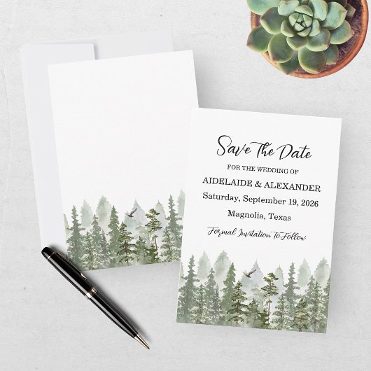 Waldwald Foto Hochzeit Grün Save The Date