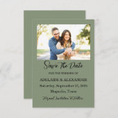 Waldwald Foto Hochzeit Grün Save The Date (Vorne/Hinten)