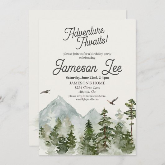 Waldwald Geburtstagsparty einladen Einladung (Vorne/Hinten)