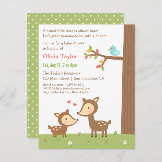 Waldwald Hirschdusche Einladungen (Vorne/Hinten)