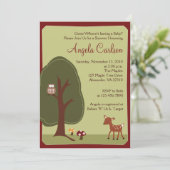 Waldwald Hirschkuchen Einladung zur Kinderdusche (Stehend Vorderseite)