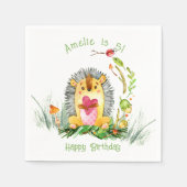 Waldwald Igel Niedliche Geburtstag Serviette (Vorderseite)