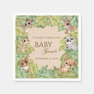 Waldwald Jungle Tiere Grüne Baby Serviette