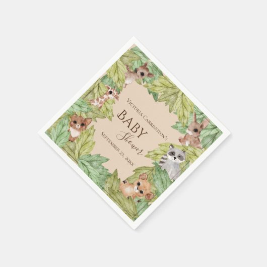 Waldwald Jungle Tiere Grüne Baby Serviette (Ecke)