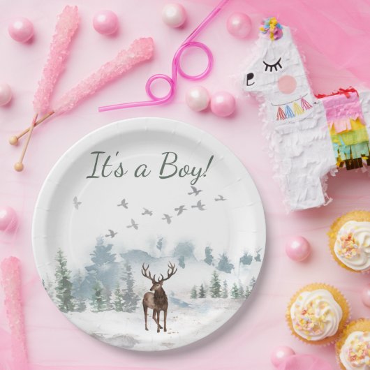 Waldwald Land Hirschdusche Baby  Pappteller (Party)