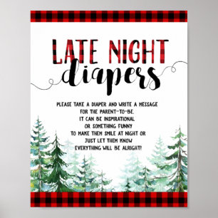 Waldwald Lumberjack Späte Nachttaucher Zeichen Poster