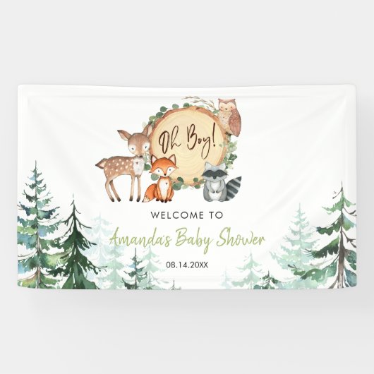 Waldwald Oh Boy Baby Dusche Willkommen Banner (Horizontal)