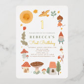 Waldwald Pilzzimmer Babydusche Foil Invitati Folieneinladung (Vorderseite)