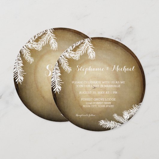 Waldwald Rustikaler Holzbaum Trunk Wedding Einladung (Vorne/Hinten)