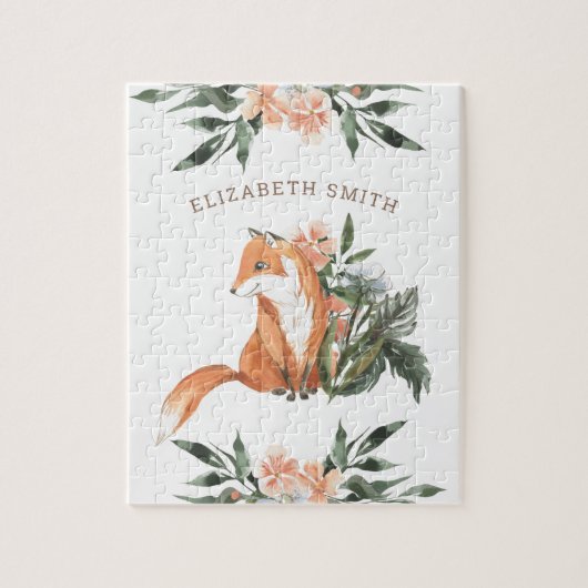 Waldwald Süße Blumenfuchs Kinder Name Puzzle (Vertikal)