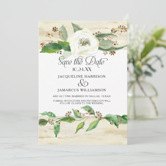 Waldwald Waldland Holzleaf BOHO Foto Save the Date (Stehend Vorderseite)