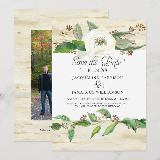 Waldwald Waldland Holzleaf BOHO Foto Save the Date (Vorne/Hinten)