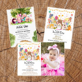 Waldwald Wild One Girl 1. Geburtstag Party Einladung