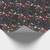 Waldwald Wilde Tiere Natur Schwarz Geschenkpapier (Ecke)