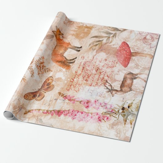 Waldwald Wildlife Fox Deoupage Geschenkpapier (Ungerollt)