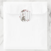 Waldwald Winterschnee Rote Hochzeit Runder Aufkleber (Tasche)