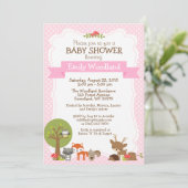 WaldwaldBabyparty-Einladungsrosa Einladung (Stehend Vorderseite)