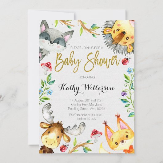 WaldwaldBabypartyeinladung Einladung (Vorderseite)