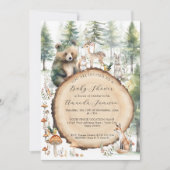 Waldwaldland-Niedliche Tiere bear Deer Baby-Dusche Einladung (Vorderseite)