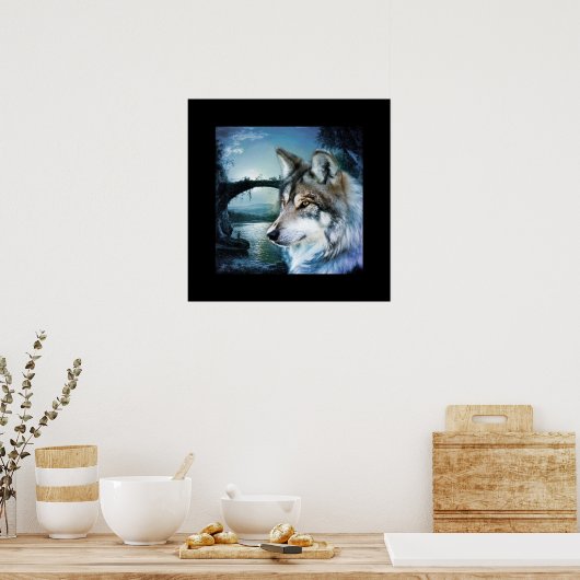 Waldwaldmoonlight Vollmondwolf Poster (Küche)