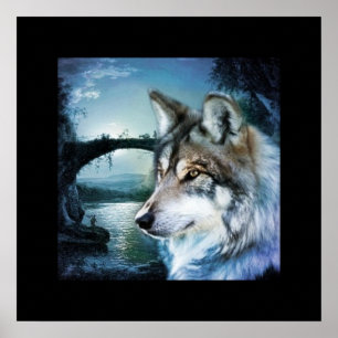 Waldwaldmoonlight Vollmondwolf Poster