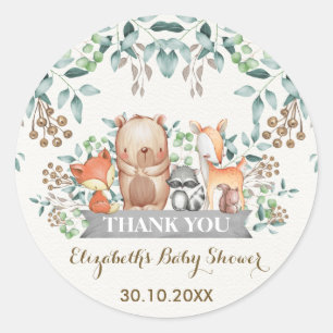 Waldwaldtiere danken Ihnen Aufkleber-Bevorzugungen Runder Aufkleber