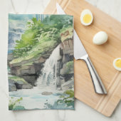 Waldwasserfall Geschirrtuch (Viertel Falte)