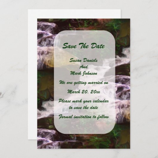Waldwasserfall Hochzeit Save The Date (Vorne/Hinten)